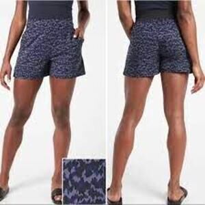 Athleta Brooklyn Printed Womens Shorts Size PLUS 18 Black Navy ALVN NWT